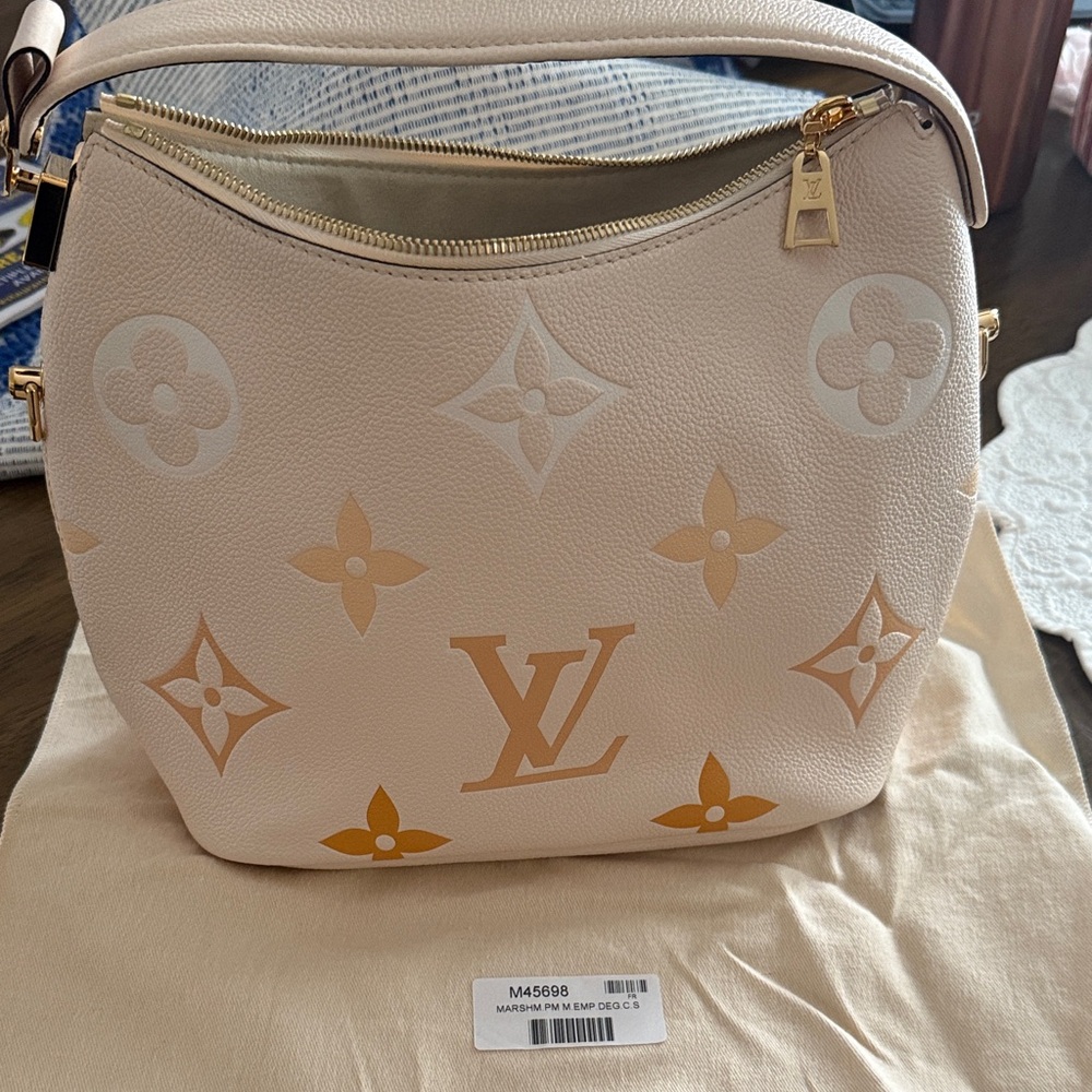 Louis Vuitton Cream & Peach Monogram Hobo Shoulder Bag